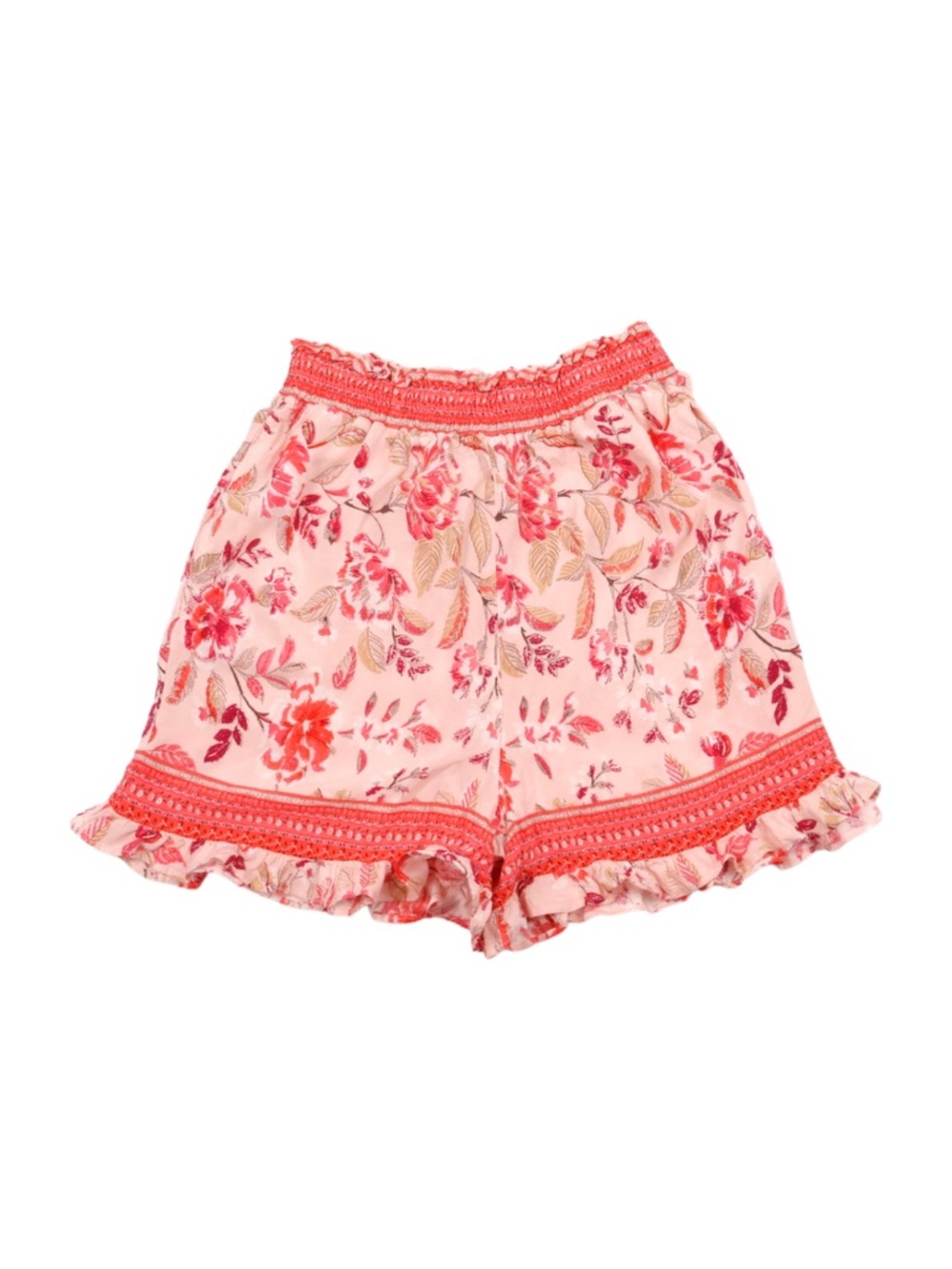 Blue Rain Floral Ruffle High Rise Shorts Boho XS